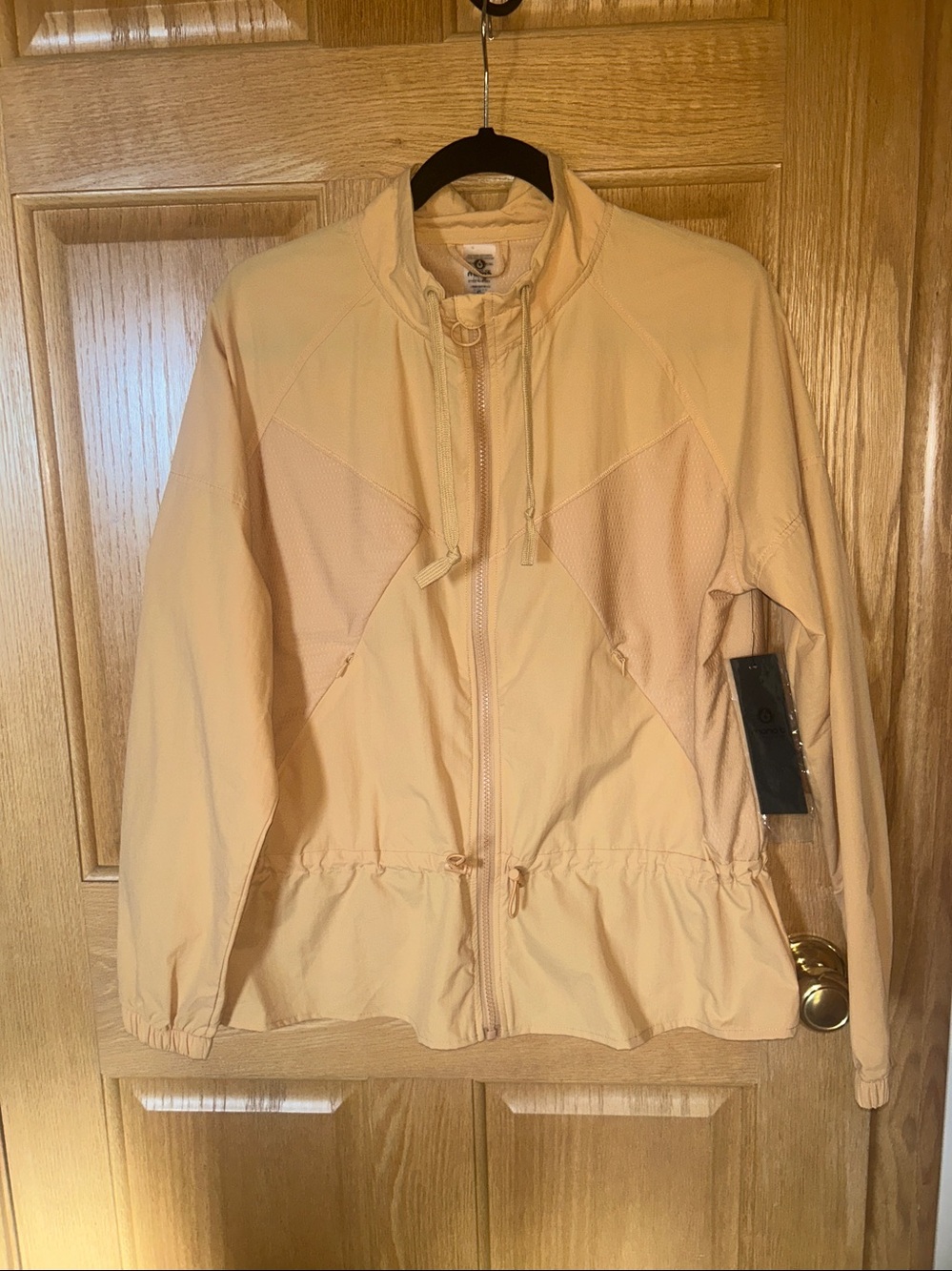 Mono Light Peach Zip-Up Windbreaker Jacket. Size Small.